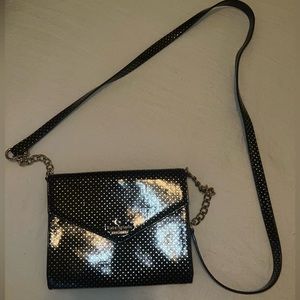 Black with gold polka dots cross body